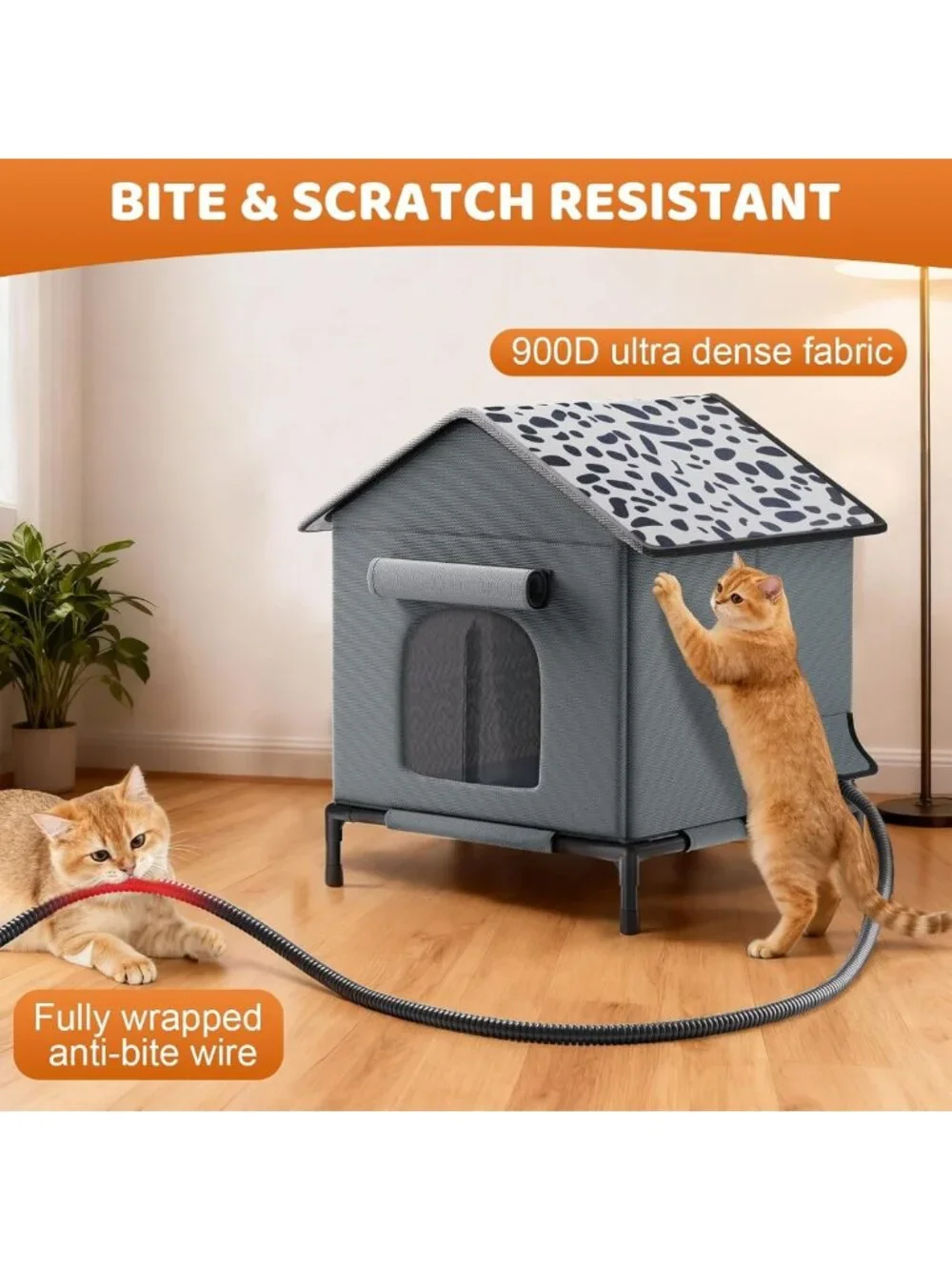 Heated Outdoor Cat House - Weatherproof Insulated Shelter with Heating Pad for